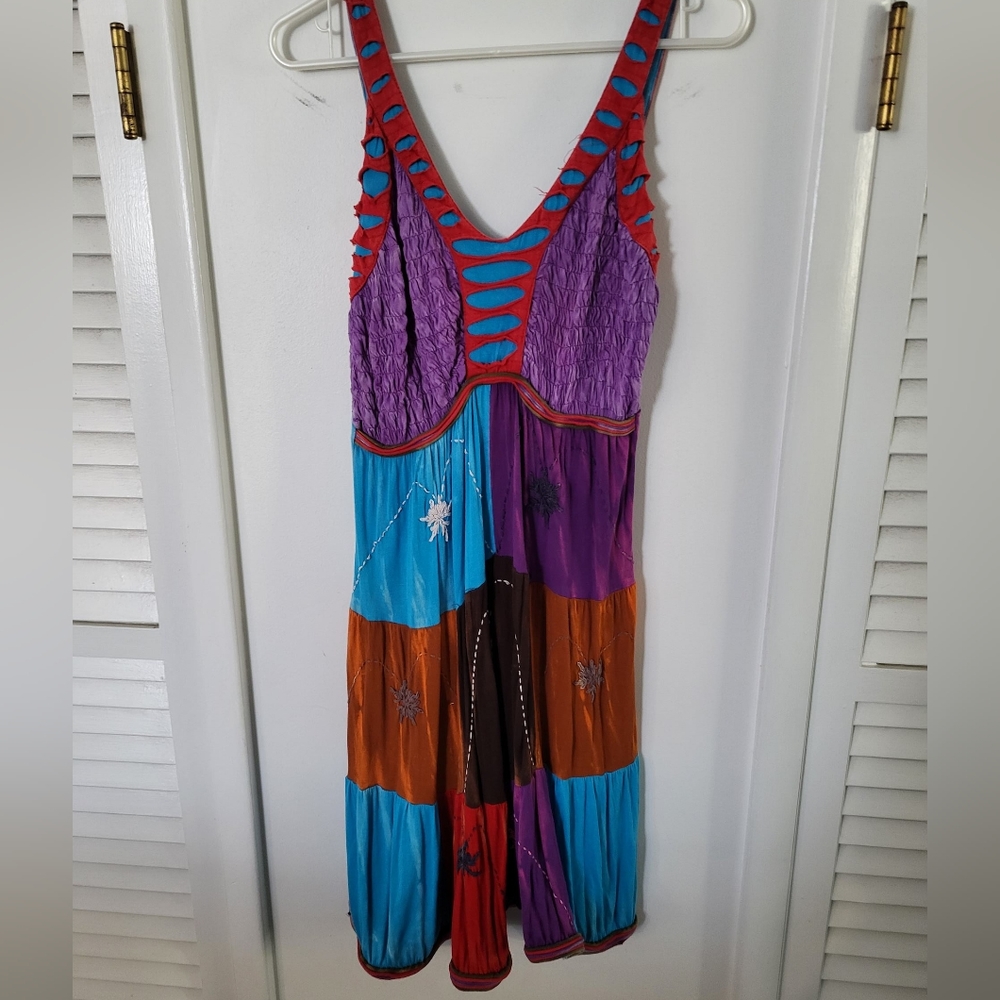 Boho style summer dress, large, multicolor